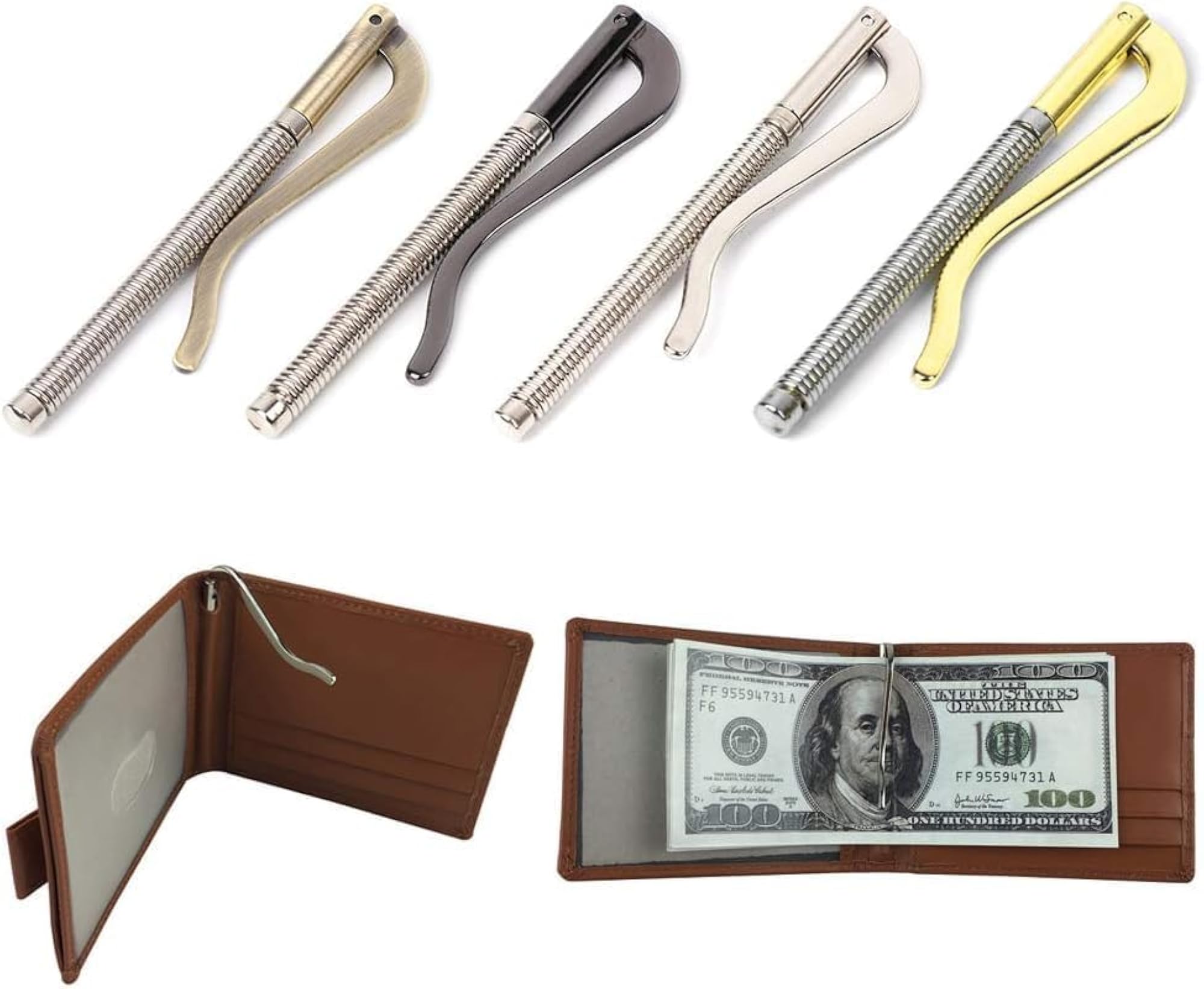Gun Metal Bifold Money Clip, Stylish Cash Holder