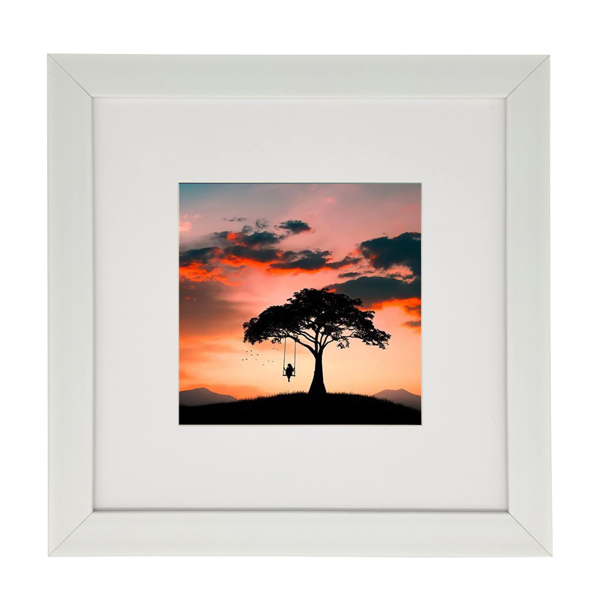 8x8 (20x20cm) Photo Frame Gallery Picture frame with 11x11cm mat,Freestanding and Wall Mountable,White