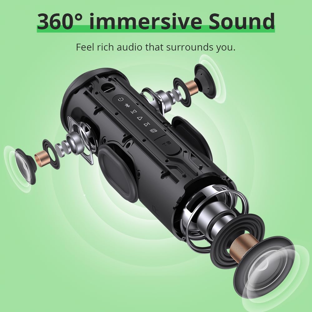 Tronsmart T8 Altavoz Portátil Bluetooth 40W, Luces Led, Protección Agua IPX7, Graves Potentes con Sonido Stereo de Alta Fidelidad, Speaker Inalámbrico con EQ para Camping, Ciclismo, Interior, Exterior