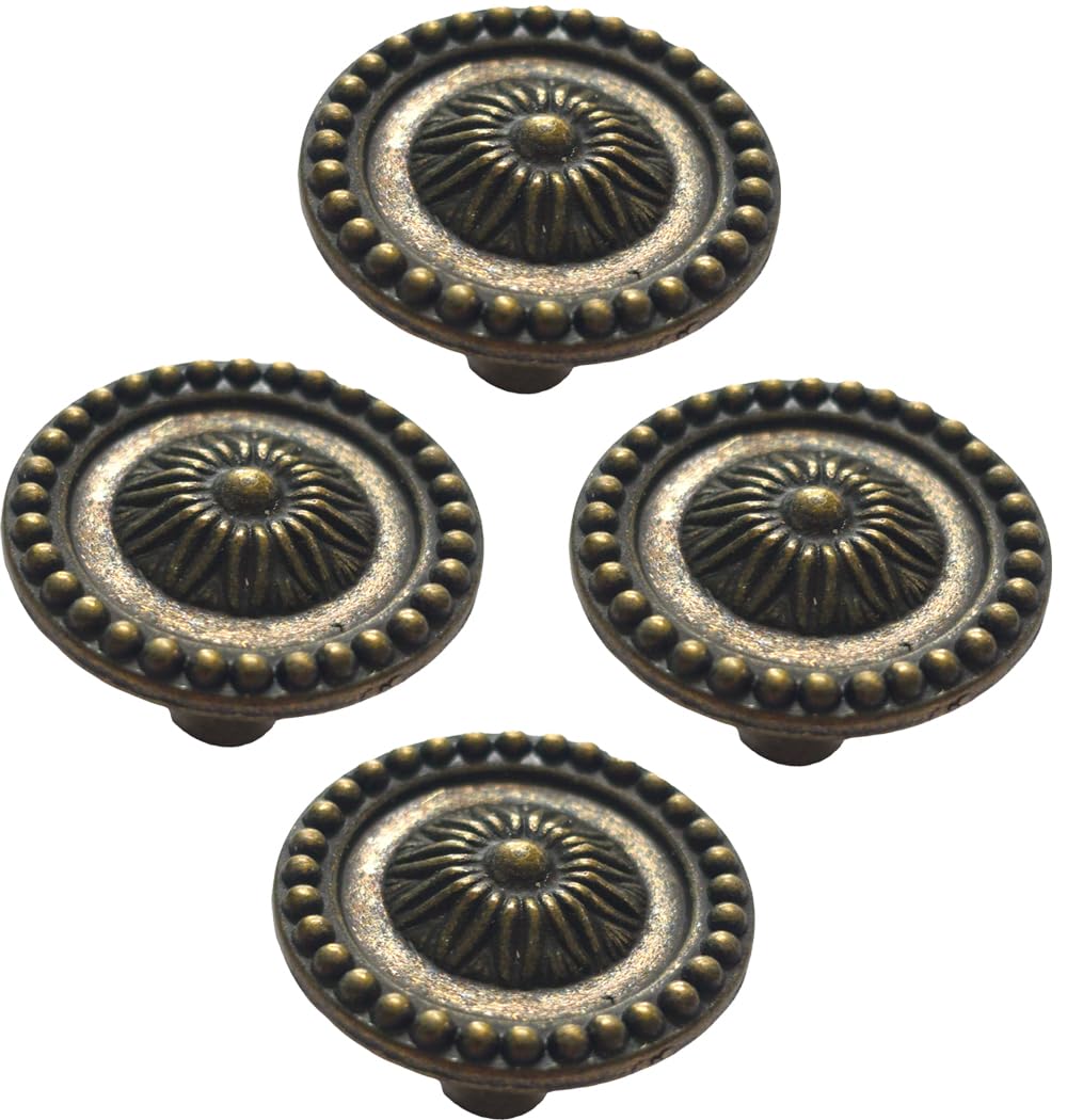 Universal Hardware Rustic Vintage knobs for cabinets cupboards and Draws Round Pull Handles Door Drawer Handle Mushroom Handles Knobs (Knob 757-11 Old Brass