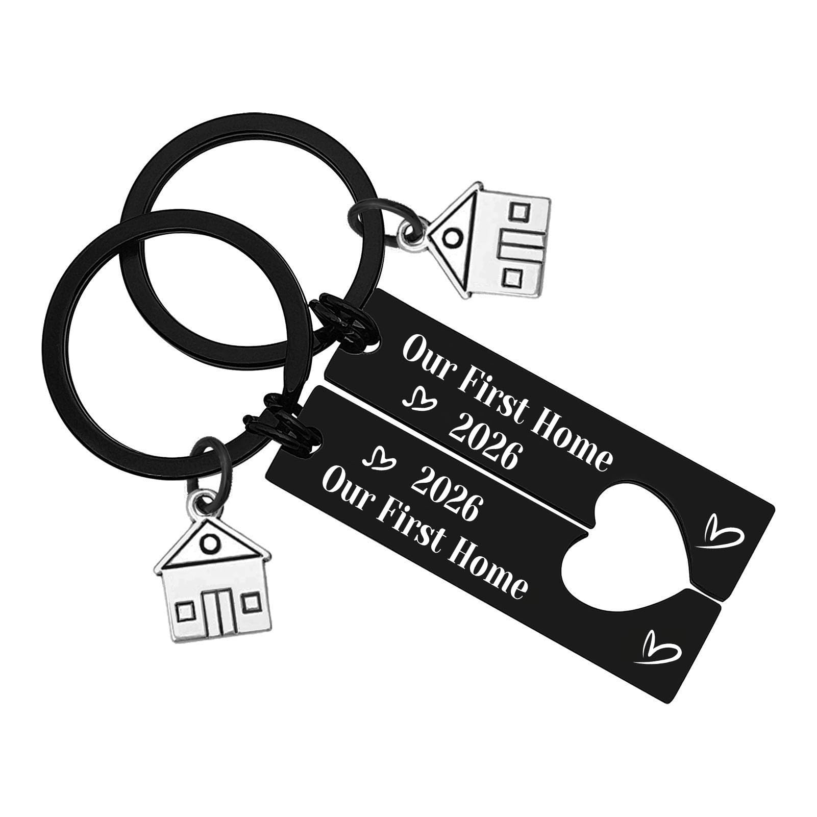 Our First Home 2025 Keychain Set Housewarming Gift New Home Gift for Couple Friends Family First Homes Keyring New Homeowner Present for Women Men Her Him Coworker Moving in Realtor Closing Gifts