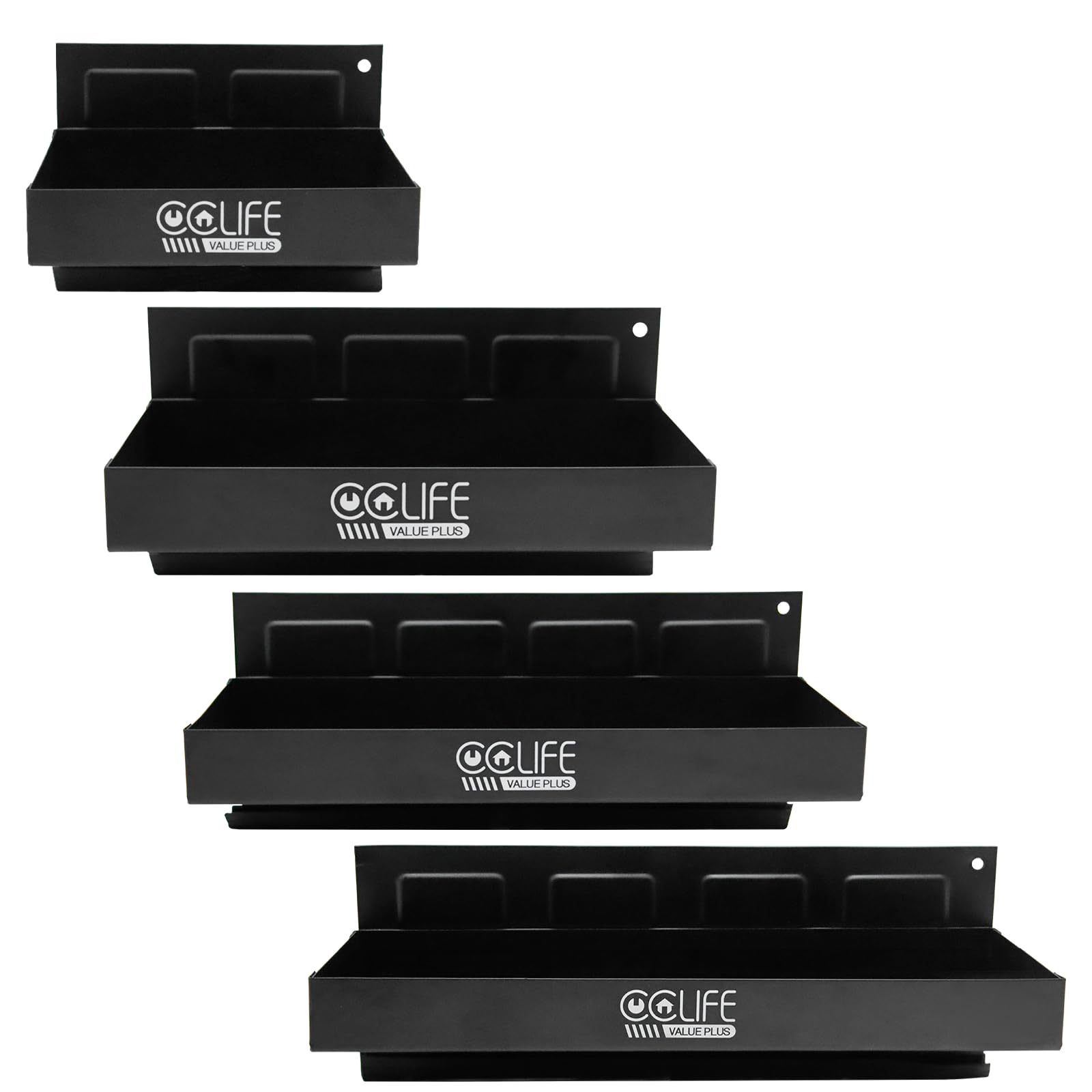 CCLIFE 4tlg Magnet Ablagen Schwarzes 150-210-270-310mm Magnetschale Werkzeug Halterung für Werkstatt Werkzeugwagen