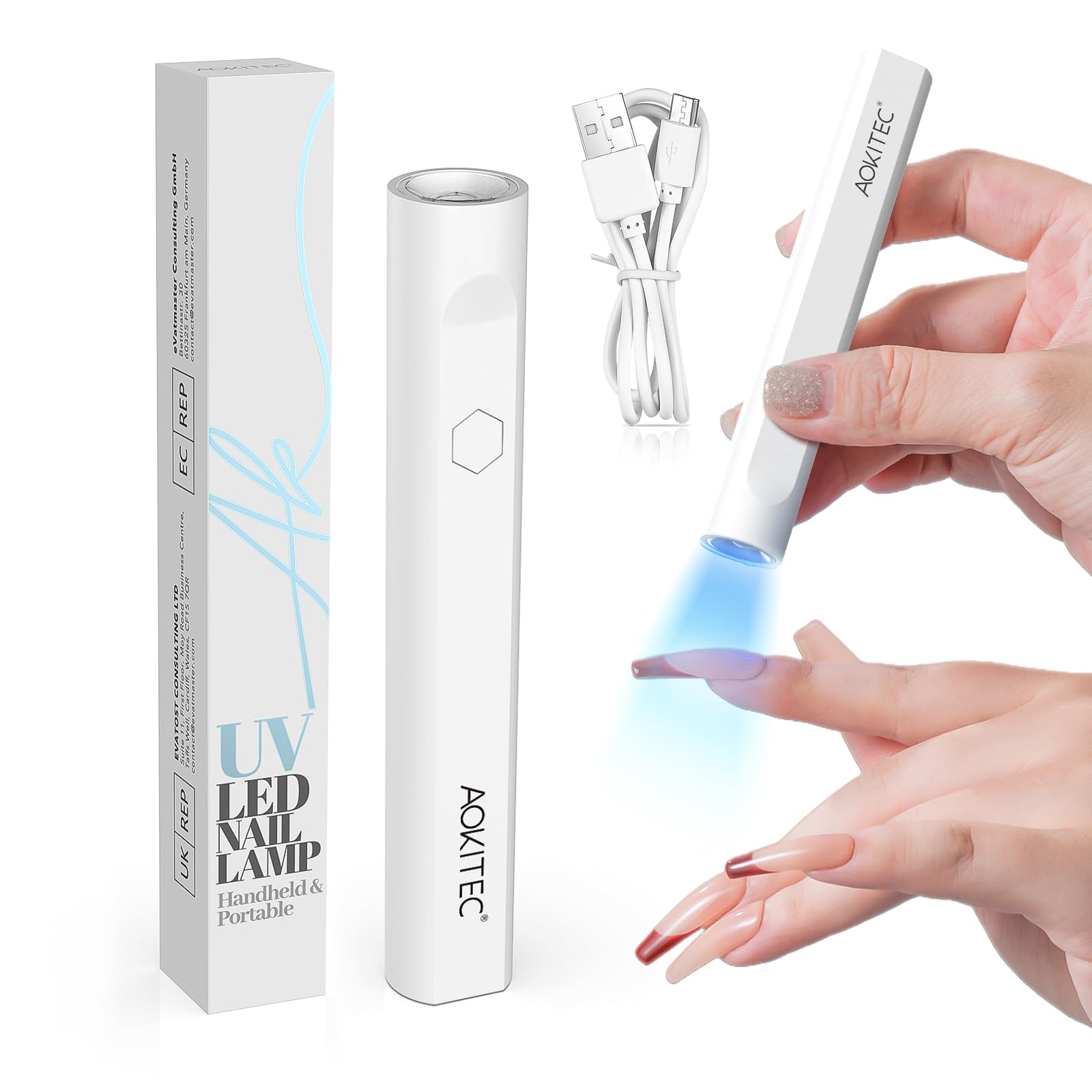 Aokitec Lampara Uñas Semipermanentes, Lampara U V LED Uñas, Secador de Uñas para Uñas Postizas, Base Rubber Para Uñas, Uñas de Gel Pegatinas, Secado rápido de uñas de manos y pies