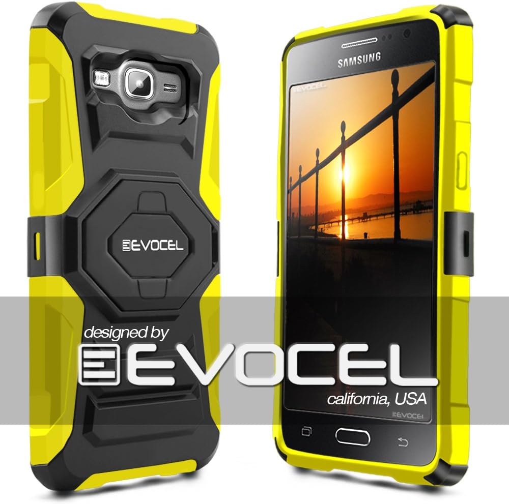 Galaxy J3 (2016) / Galaxy Express Prime / J3 V Case, Evocel [New Generation Series] Belt Clip Holster, Kickstand, & Dual Layer for Samsung Galaxy J3 (Model No J320) / Galaxy Sky/Galaxy Sol, Yellow