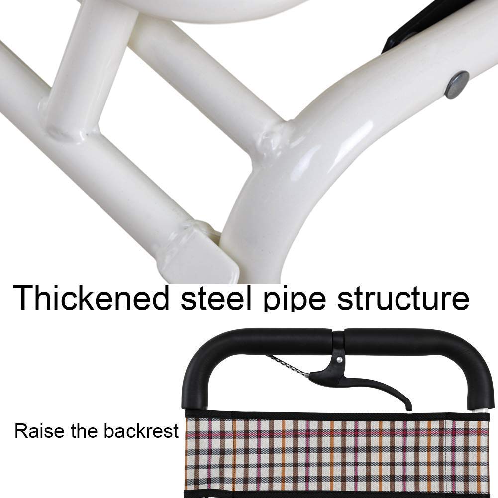 Cesta para Andador para Ancianos, Andador Plegable de Cuatro Ruedas Cesta para Andador para Ancianos Marco para Caminar con Asiento Acolchado Frenos Bloqueables Manijas Ergonómicas