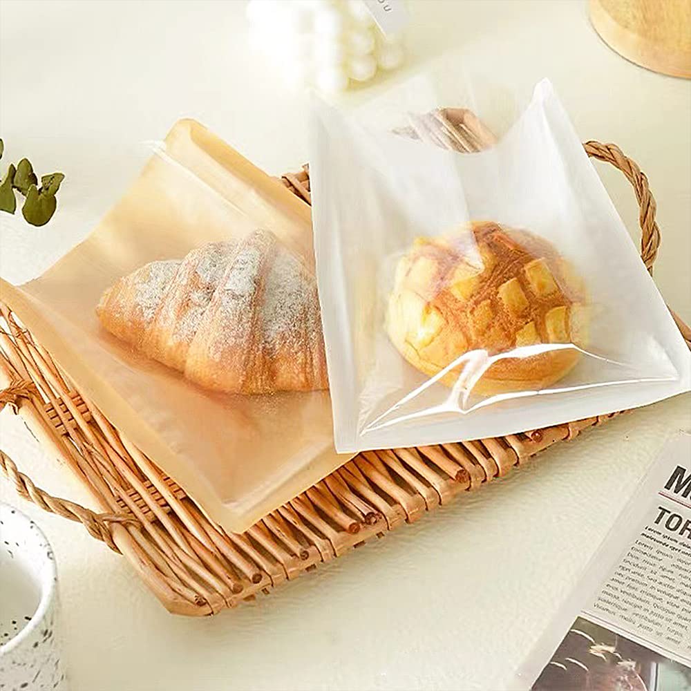 100 sacchetti termosigillabili per pasticceria con finestra, in carta cerata, sacchetti per biscotti, sacchetti per imballaggio, prodotti da forno, pane, panini, caramelle (21,1 x 25,4 cm)