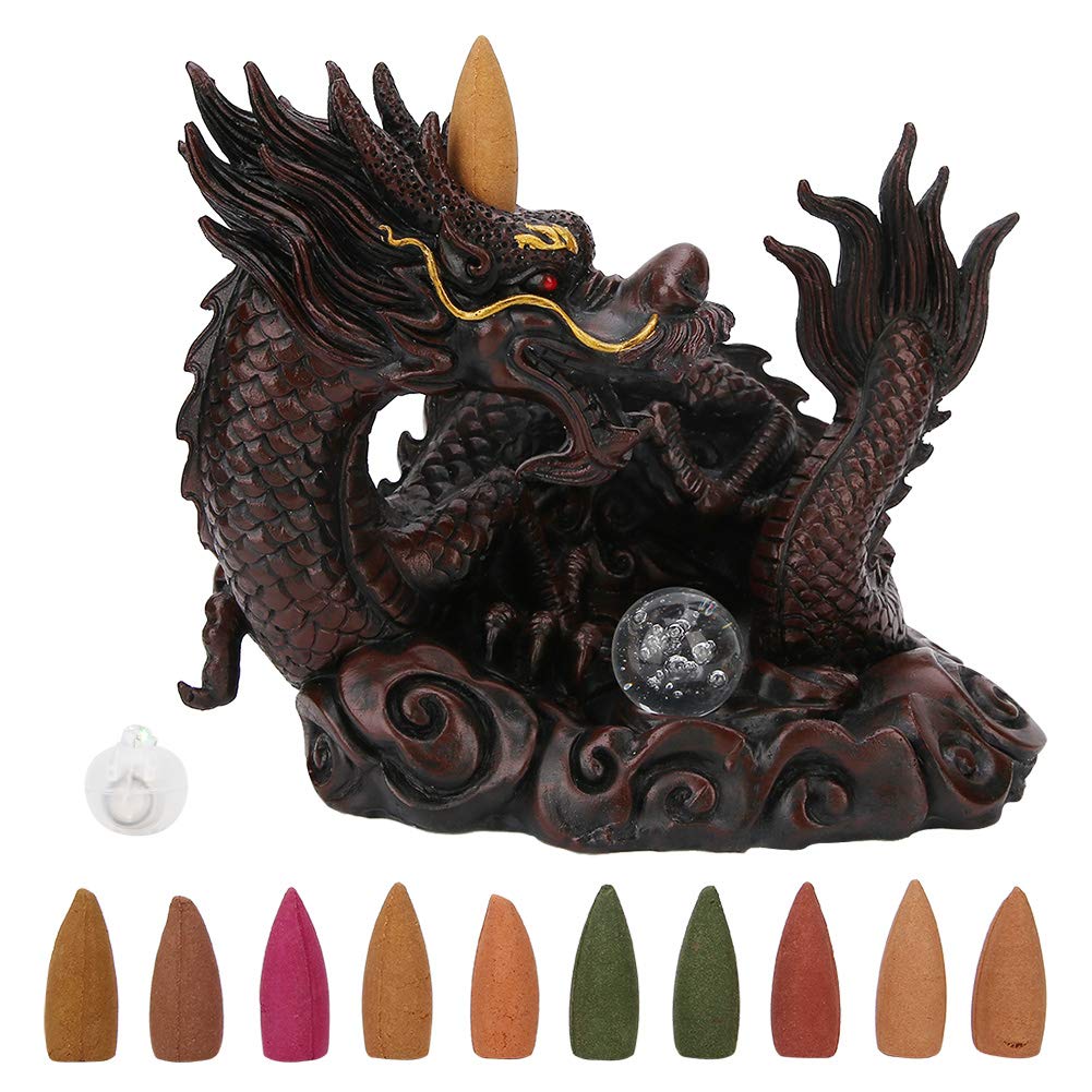 Fdit Portaincenso, Forma distintiva del Drago Bruciatore di incenso in Ceramica riflusso Cascata Aromaterapia Ornamento Decorazioni per la casa (7,9 x 6,7 Pollici)