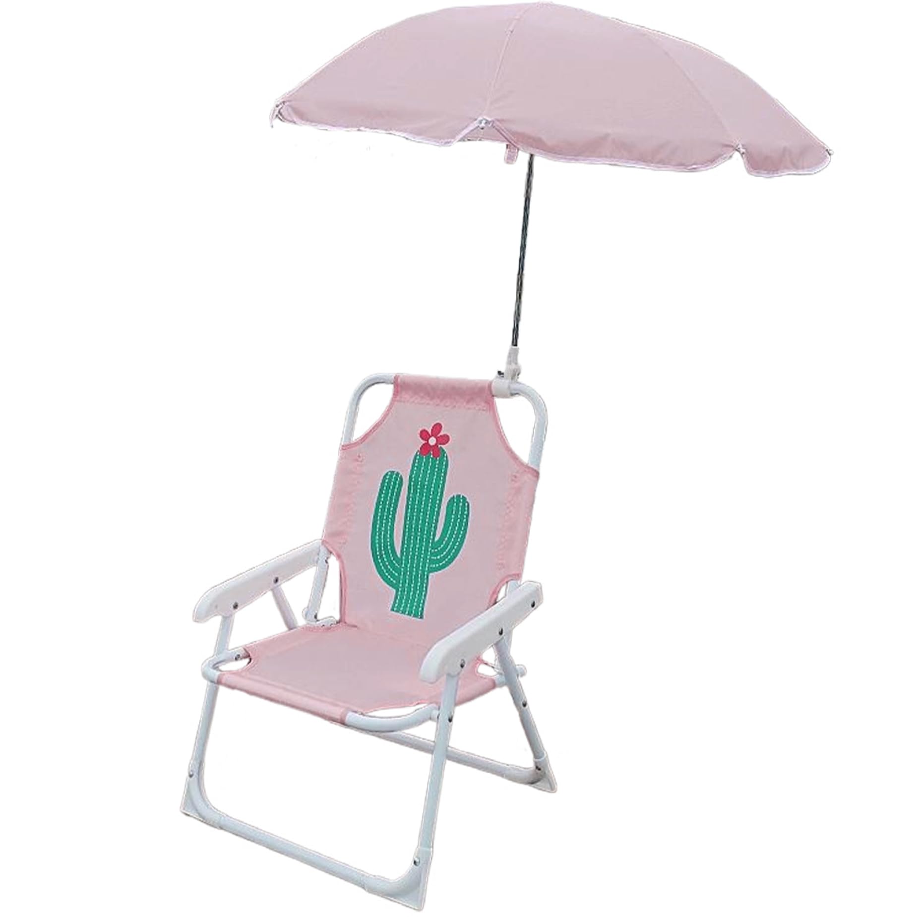 Chaise de Plage pour Enfants avec Parapluie, Pliable et détachable Portable Tissu Oxford Chaise de Plage pour Enfants Mignon avec canopée pour l'été extérieur, Cactus