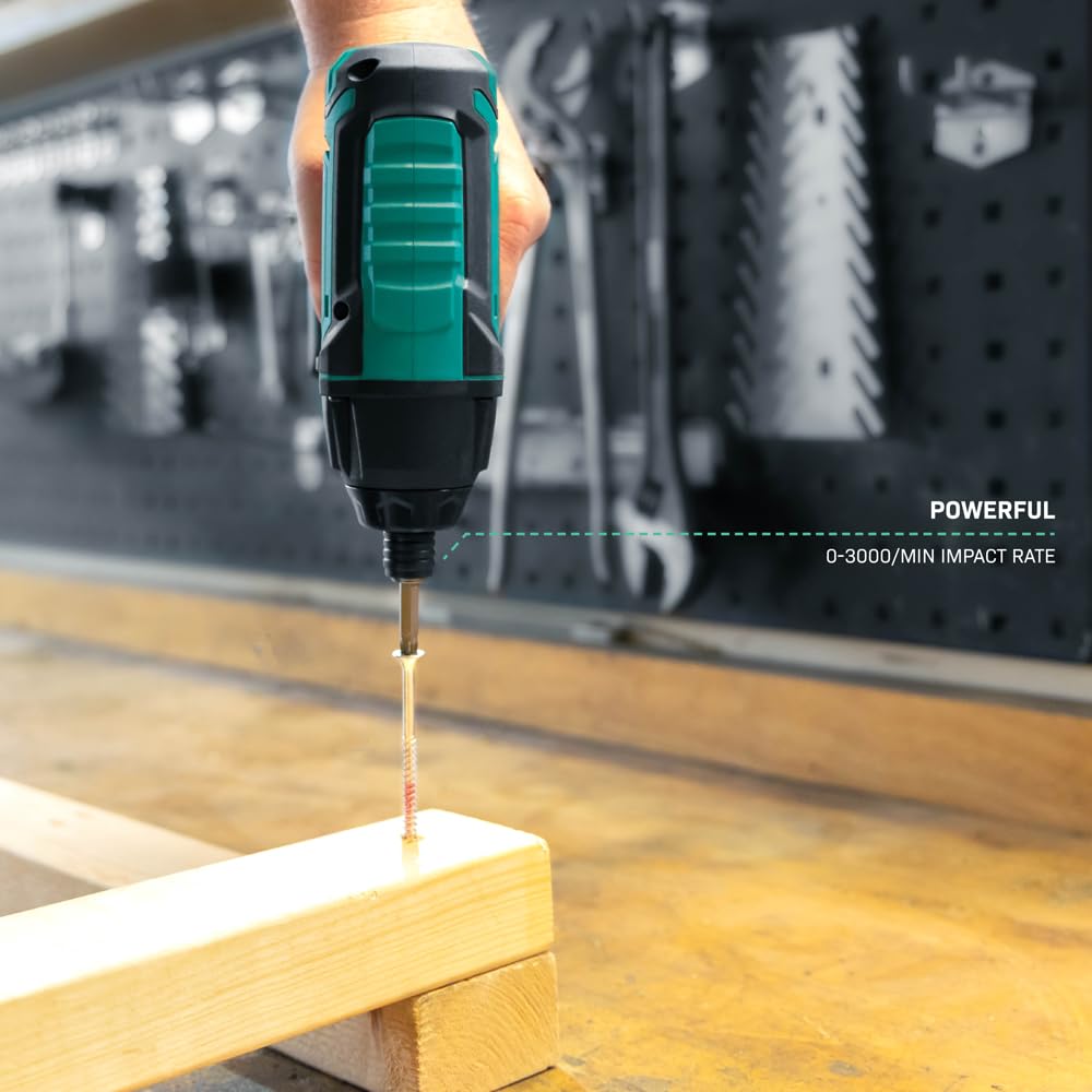 Wkrętarka impulsowa 20 V 180 Nm z akumulatorem 2,0 Ah i ładowarką szybkozłączką 1/4", LED - końcówki i akcesoria w zestawie - do śrub i długich śrub, model S_ID504DC