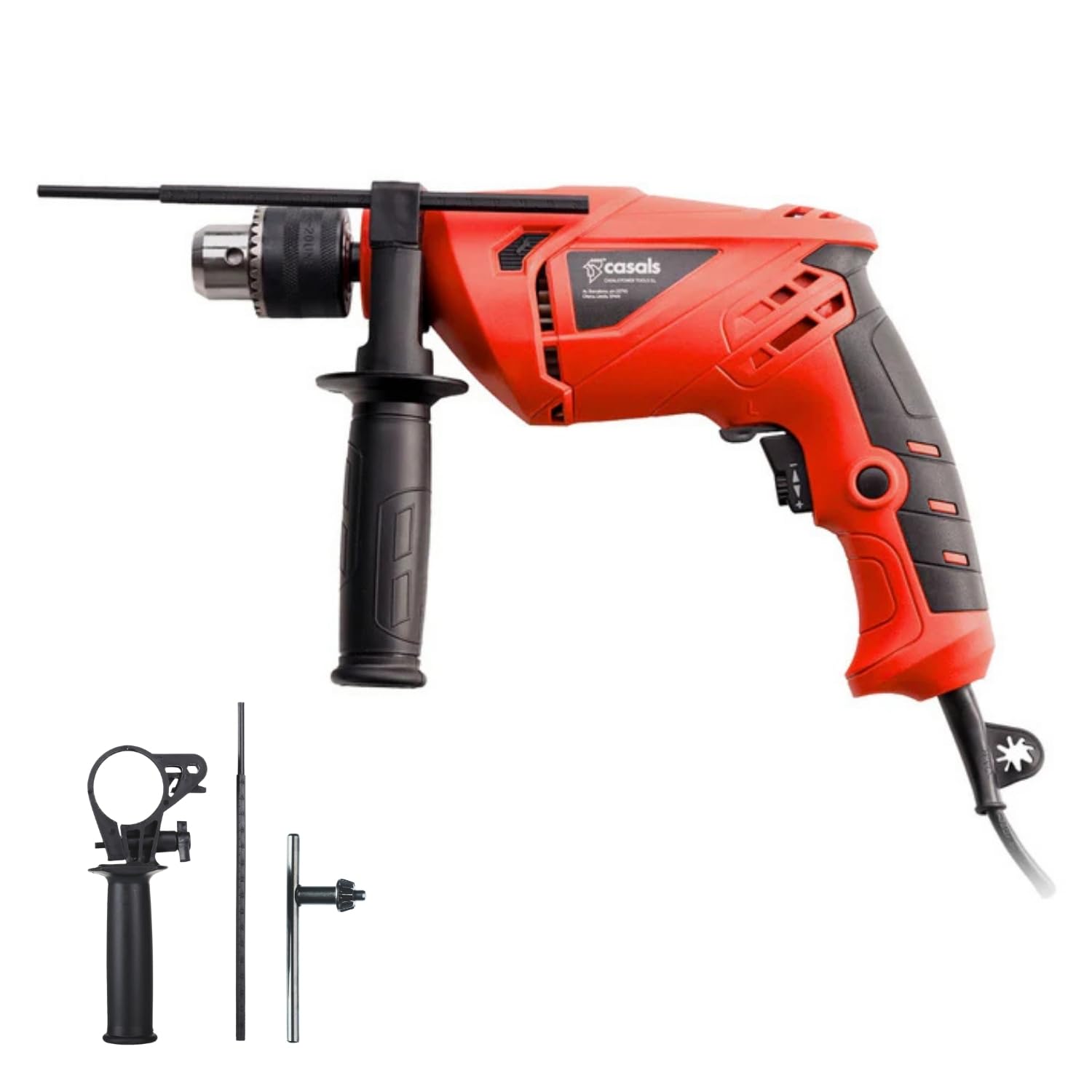 Casals - Hammer Drill Driver 500W | 3000RPM | Drill Chuck 13mm | Maximum Drilling Capacity 10mm Steel / 24mm Wood / 13mm Concrete | Ergonomic Coating | 1.8m Cable