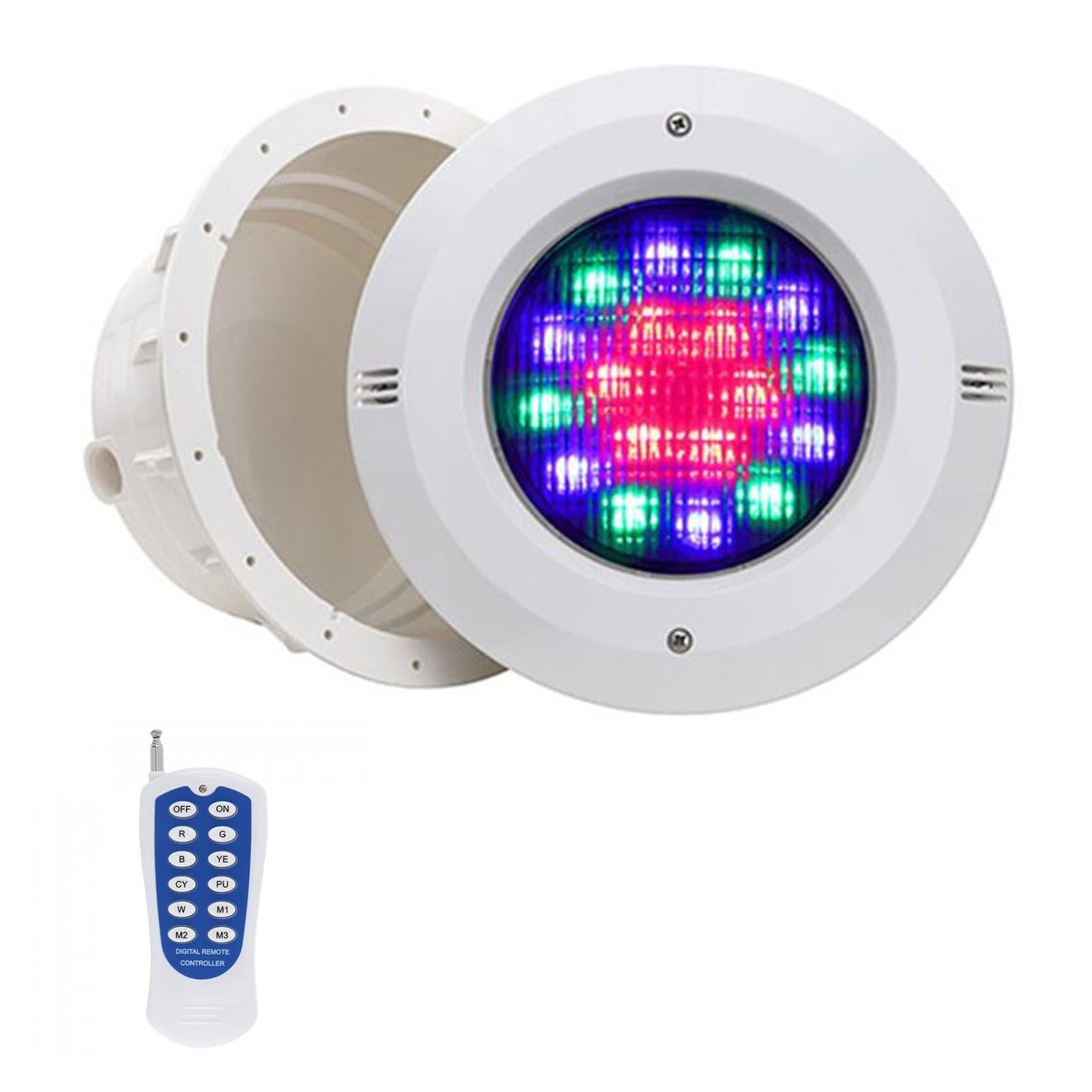 Materiale ABS Luce Subacquea Incasso IP68 Impermeabile for Piscina Liner Lampada for Piscina in Cemento Nich (RGB+Control,12w)