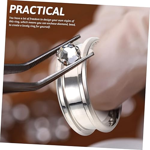 Miniatura 4 de EXCEART 24 piezas Core Jewelry Anillo de acero inoxidable para mujer pulido ranurado haciendo dedos en blanco Tings Comfort Smooth Rings Surface