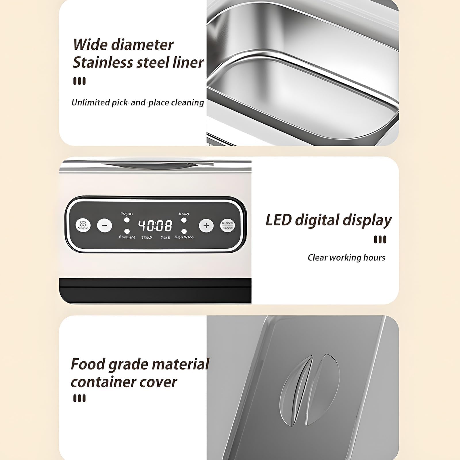 Máquina automática de yogur, máquina eléctrica con temperatura ajustable, pantalla digital LCD y 9 tarros de vidrio para yogur, natto y alimentos fermentados