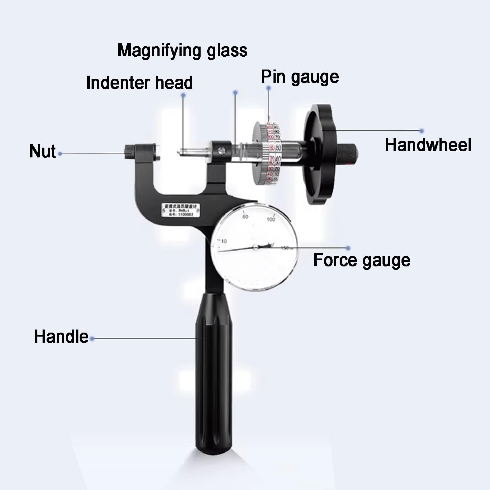 Rockwell - Mini durómetro portátil para medir la dureza del metal, con fuerza de prueba inicial de 10 kg