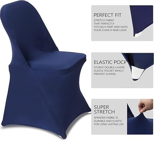 Vista 109 de HAINARverS Fundas para sillas plegables de elastano elástico, 30 unidades, protector universal para sillas para bodas, fiestas, banquetes