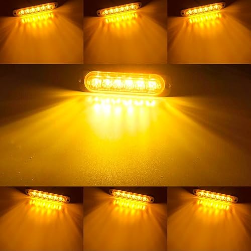 Miniatura 6 de Sidaqi - Barra de luz estroboscópica 2 piezas, 12 LED, luz de advertencia de emergencia, con función de sincronización impermeable, 12  24 V, para