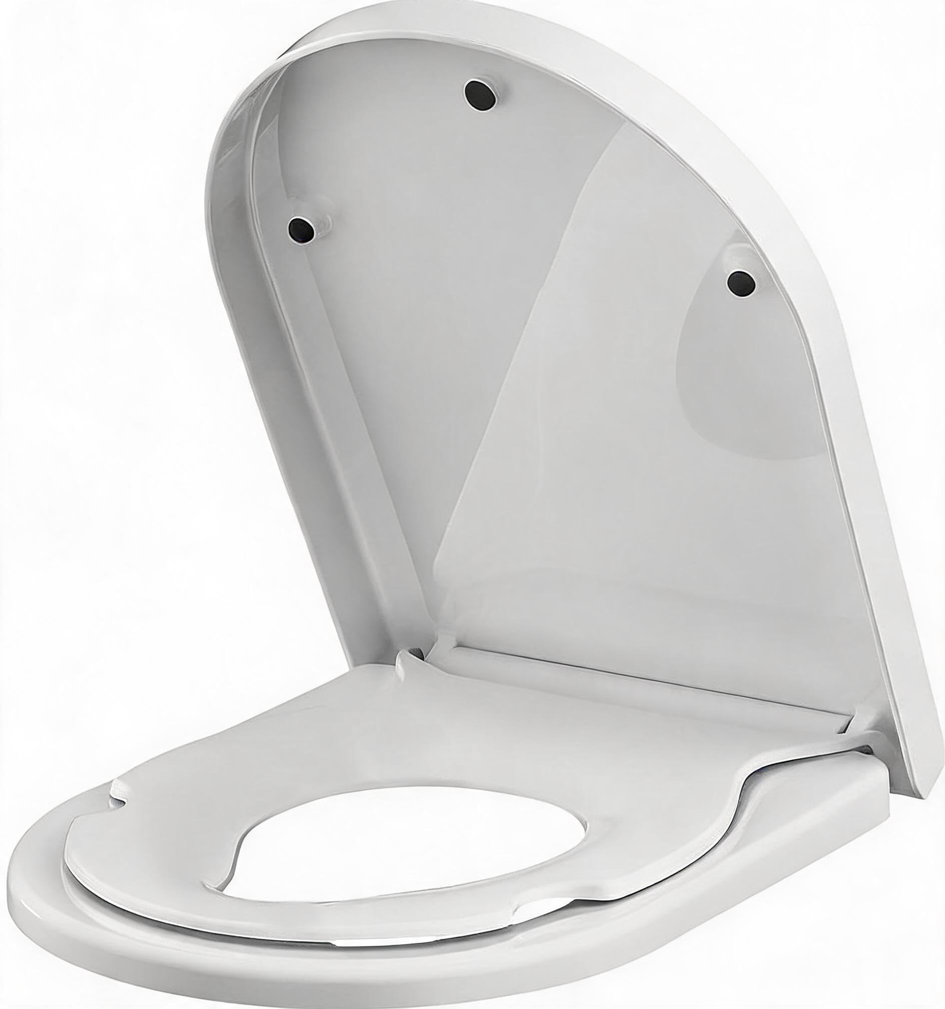 WC-Sitz D-Form Soft-Close mit Kindersitz – UF Duroplast, Quick-Release, verstellbare Scharniere, leicht zu reinigen – European Large D Fully Surrounded UF Mother-Child Cover UF + PP Sub-Cover
