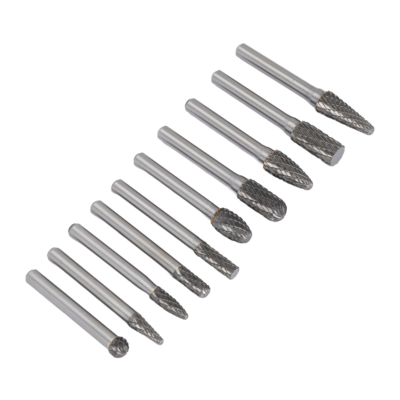 Jeu d'embouts de limes rotatives en carbure de tungstène, pour le meulage du métal et du bois, 10 pièces