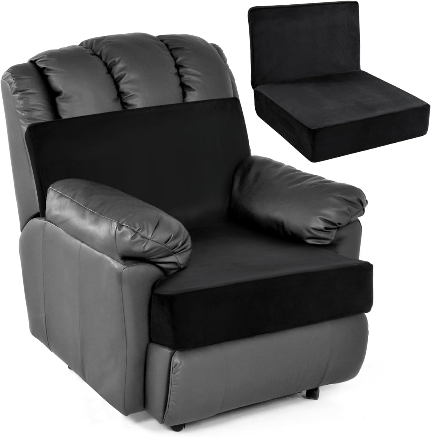 HOMBYS Foam Recliner Chair Cushions for Elderly, 4" Thick Chair Pads with Back Support for Office, Non-Slip Medium Firm Seat Cushion with Lumbar