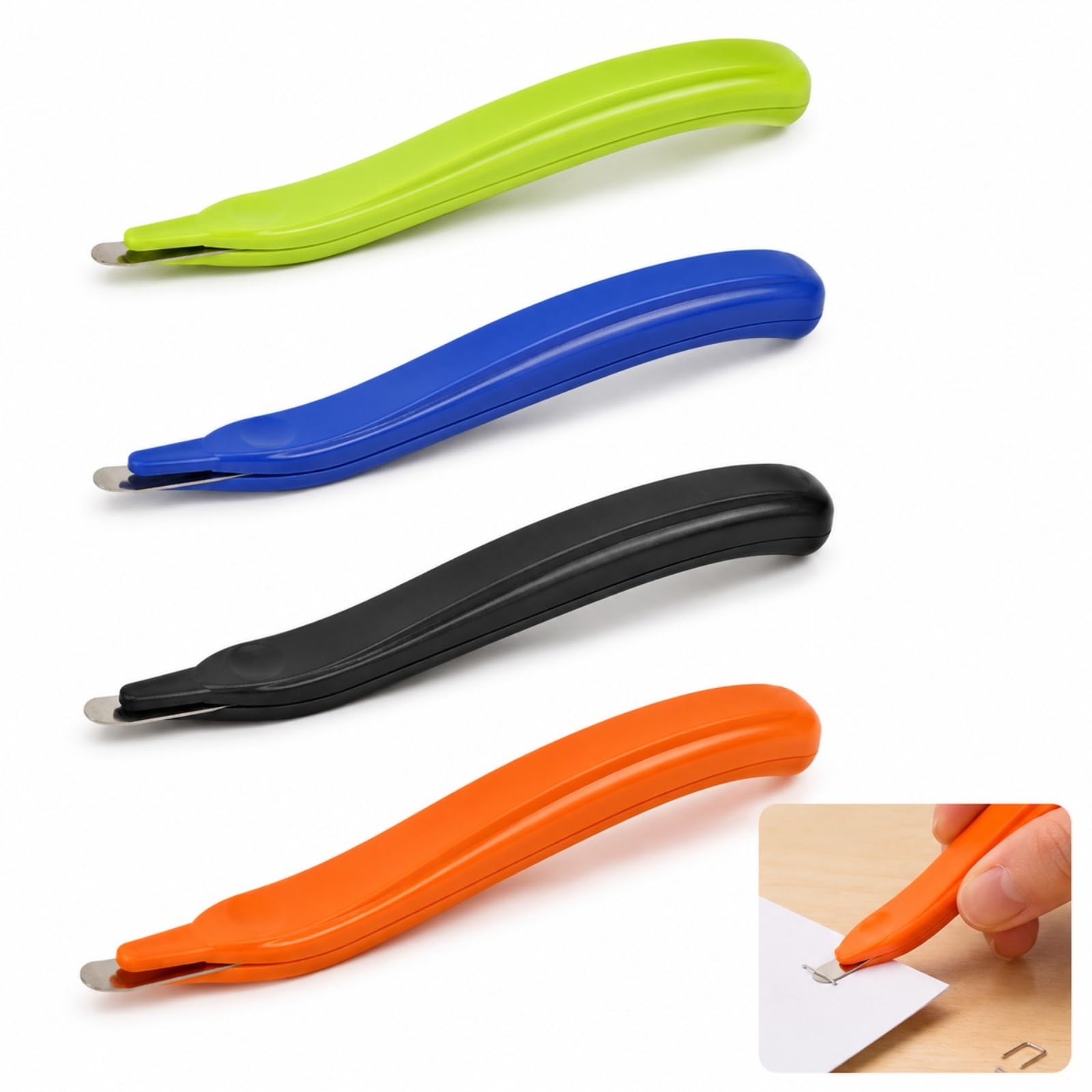 Mistillion 4 Pack Magnetic Staple Removers, Professional Staple Puller Tool, Multicoloured Staple Remover Set for Office, School, Home & Classroom (Blue, Light Green, Black, Orange)
