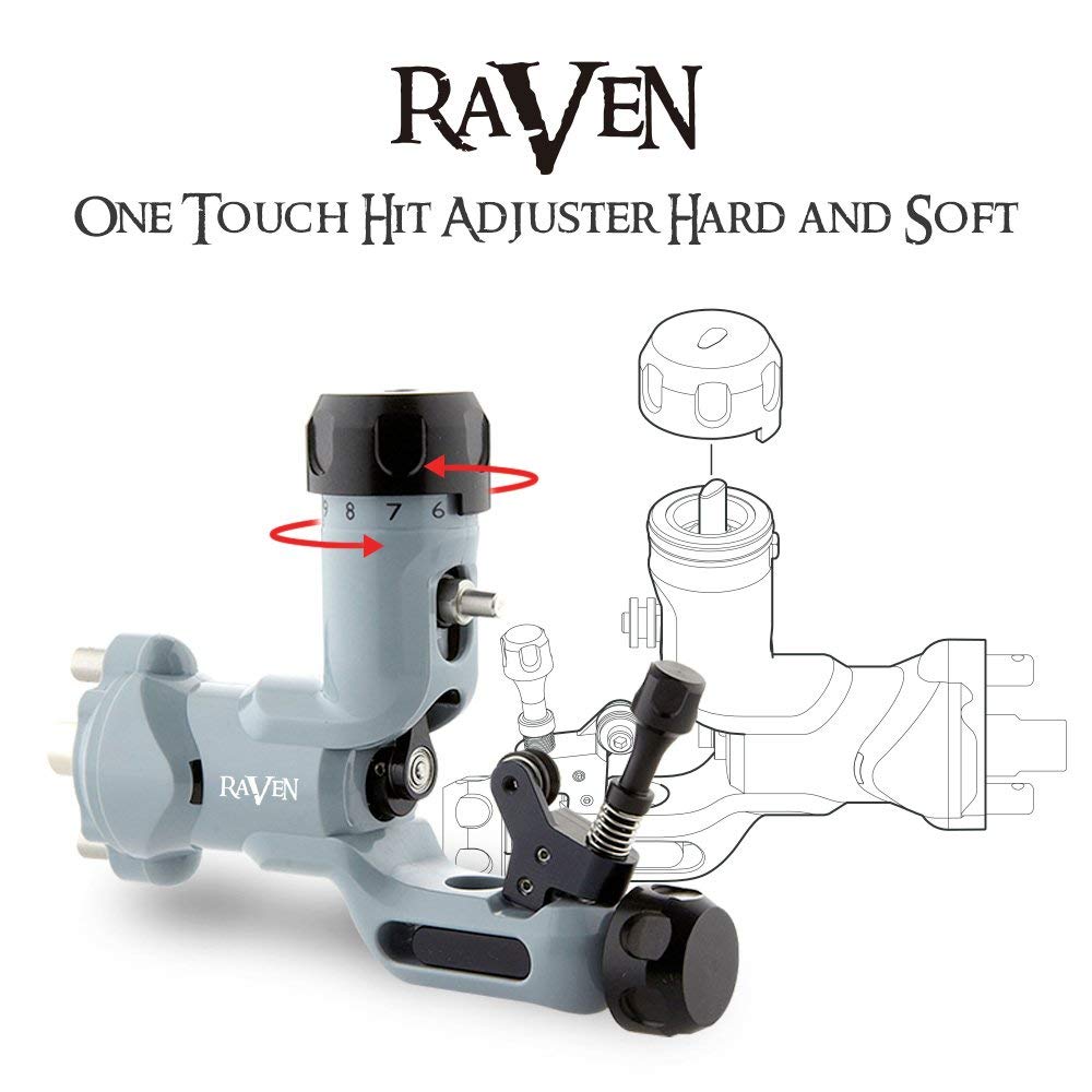 Dragonhawk Raven Rotary Tattoo Machine, Soft and Hard Hit Adjust