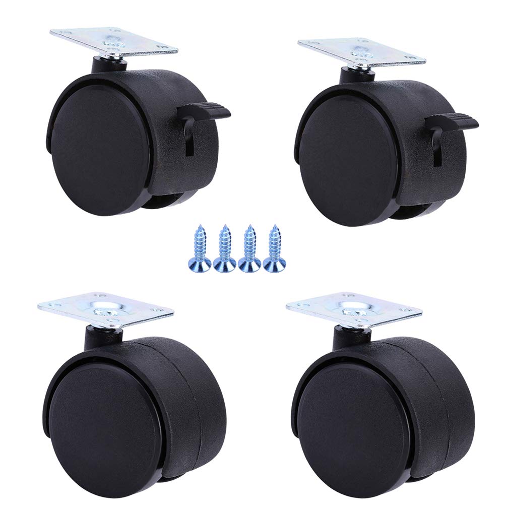 GBRJUYF Heavy Duty Swivel Caster Wheels - Set of 4 Double Nylon Rolling Wheels for Office Chairs, Sofas, Cots & Computer Desks, 50kg Load Capacity, Smooth Mobility & Durability