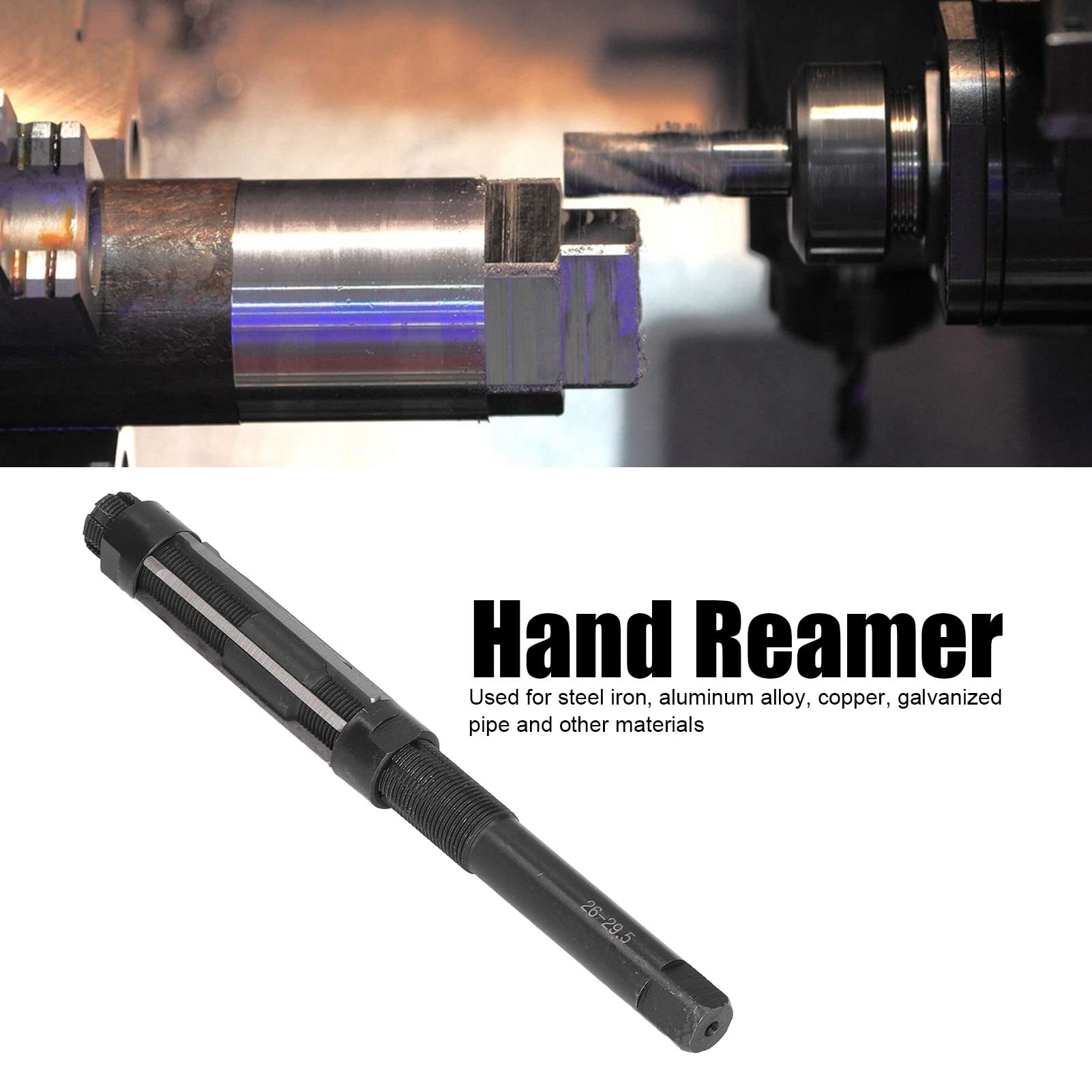 Reamer 26-29.5mm Adjustable Chucking Cutter Machine Hand Reamer 9SiCr Oil Coated Straight Shank Metal Hole 82.5mm Blade Length 6 Flute - Image 2
