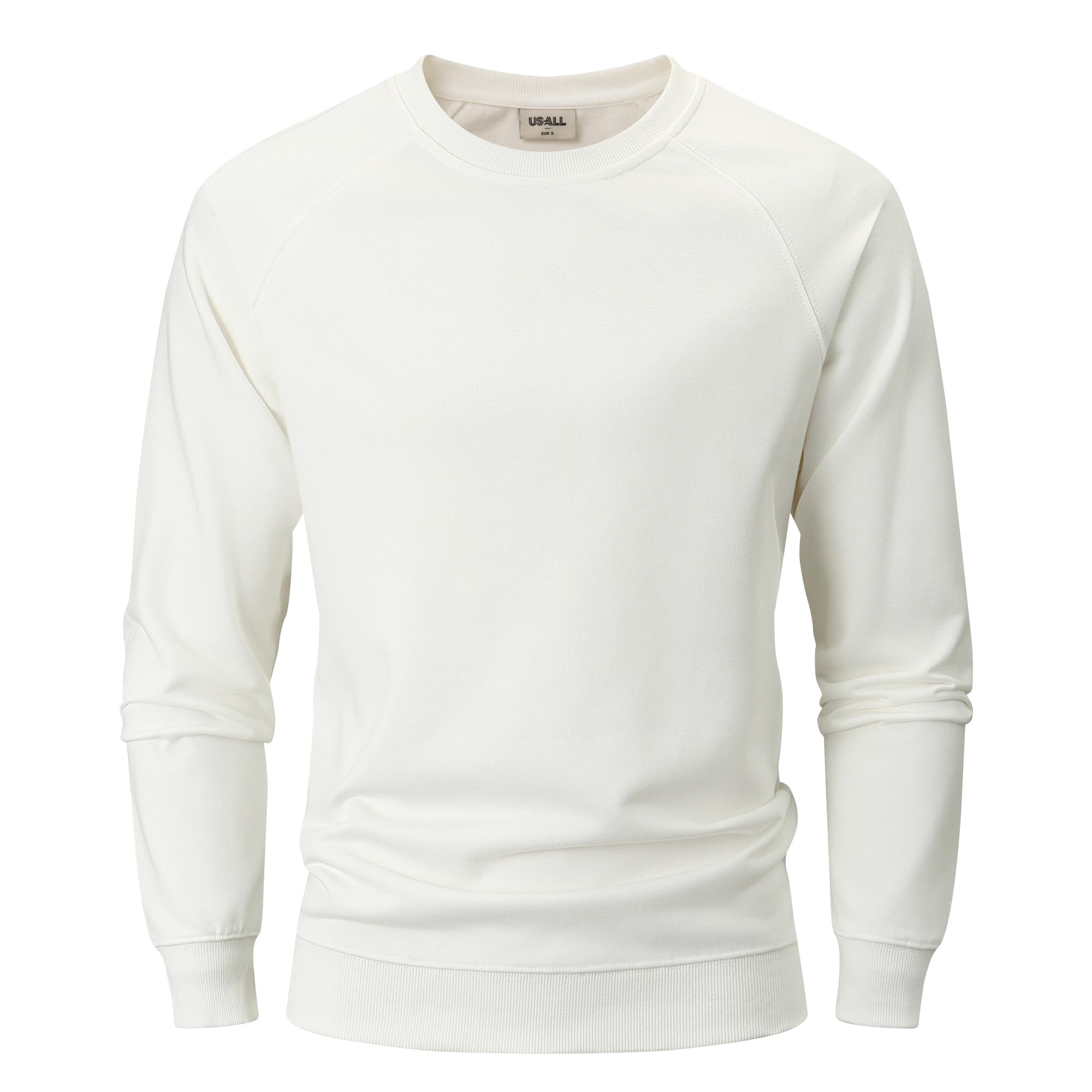 USALL Sweatshirts für Herren Baumwolle Rundhals Hoodie Pullovers Männer Kapuzenpullover Langarm Casual Sweatshirt