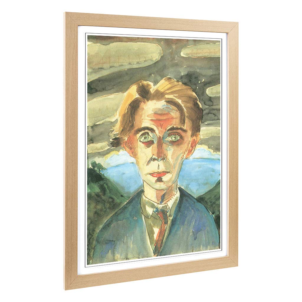Big Box Art Framed Print of Walter Gramatte Self Portrait in Barcelona Design | Wall Art Picture | Home Decor for Kitchen, Living Room, Bedroom, Hallway, Oak, A2 / 24.5x18 Inch / 62x45cm