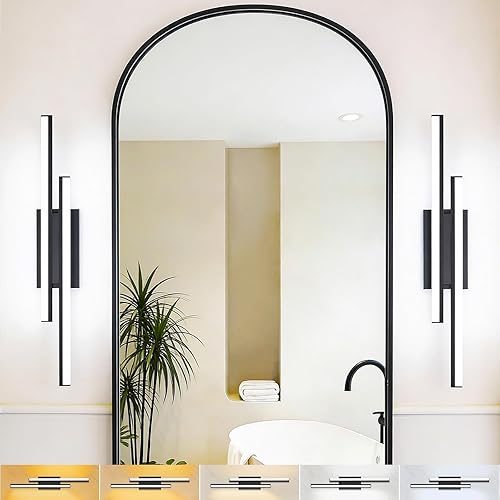 Miniatura 11 de Lámpara de baño sobre espejo de 24 pulgadas, luz LED retráctil para tocador de baño, certificado ETL, 5CCT opcional, lámpara de pared de 25 W, barra