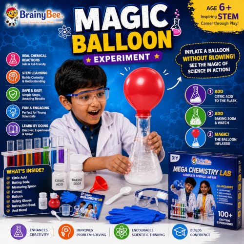Image of Mega Science Lab Kit for Kids | 100 Experiments | STEM Educational DIY Toy | Age 6-15 with 100 Plus Chemistry Experiments STEM Learning Set