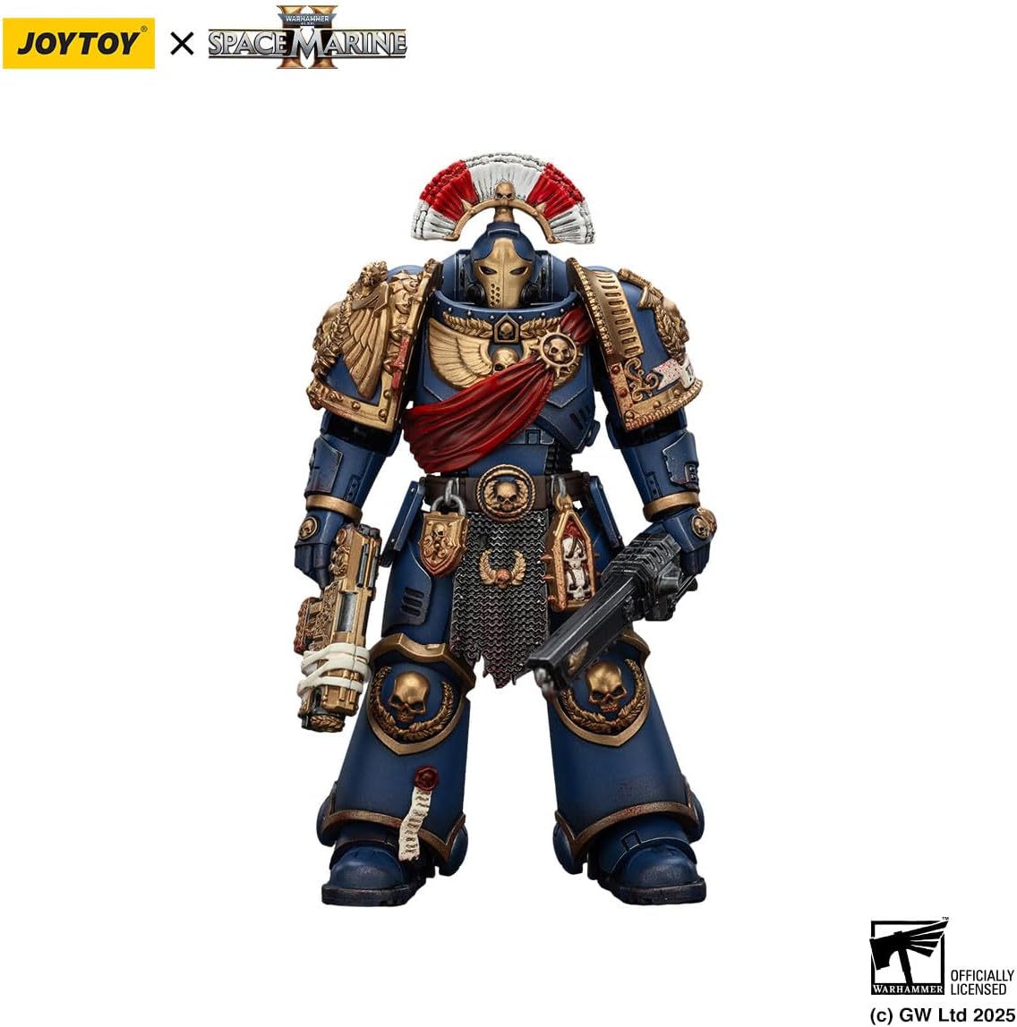 JOYTOY Action Figures Warhammer 40K 5inch Ultramarines Relic Secundus Armour with Artificer Bolt Rifle Chainsword and Bolt Pistol 1/18 Movable Model Collectible Figurine