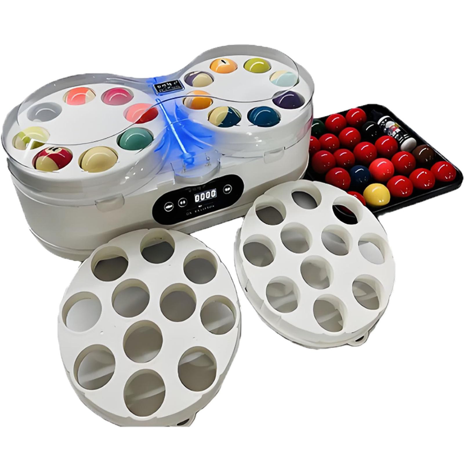 BOOZXCV Pool Ball Cleaner For Black Eight & Snooker- 2026 Billiard Ball Polisher Machine For 16/22 Balls, Dual-Motor Pool Ball Polishing & Cleaning Machine With Touch Lcd & Wool Felt (White)