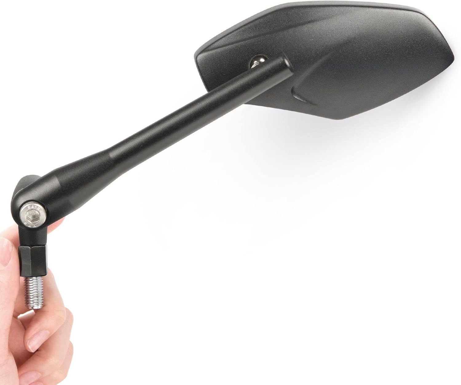 KiWAV Motorcycle Mirrors Medusa Black Sandblasting Aluminum Anti-glare Blue Lens Sleek Slim Small M10 5/16 inches Bolts Fittings Pack of Pair