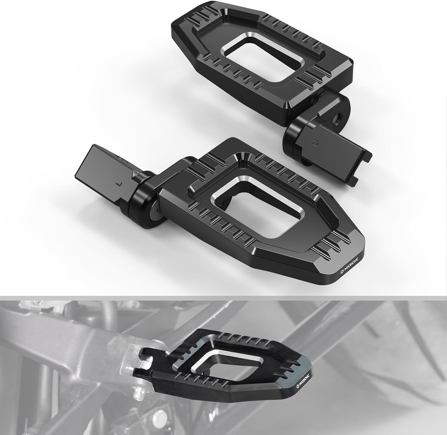 NICECNC Black Adjustable Larger Rider Footpegs Aluminum Compatible with Harley Sportster S RH1250S 2021-2024, Replacement for 50501106/50501107, See Fitments