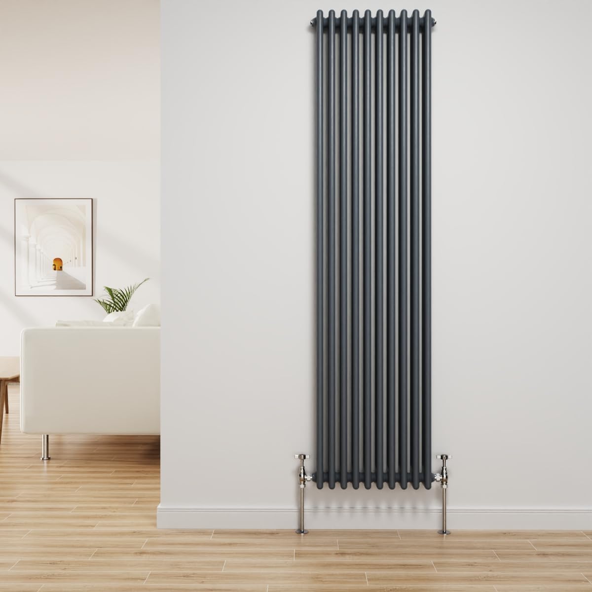 Nrg Anthracite Traditional Radiator Cast Iron 3 Column Vertical Central Heating Bathroom Radiators 1800X472mm