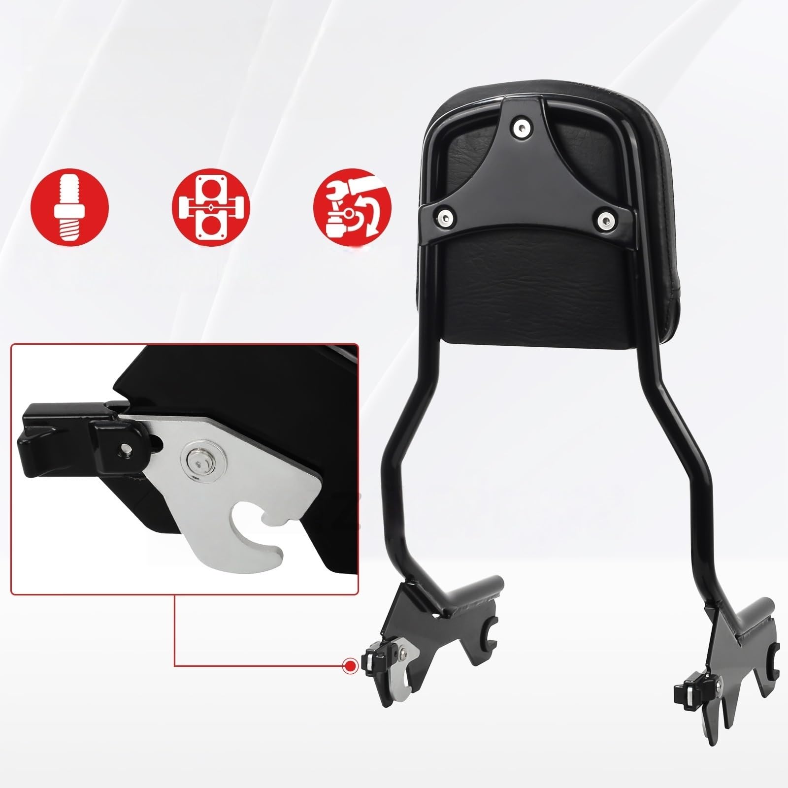 drążek Sissy z bagażnikiem Zestaw sprzętu do dokowania dla oparcia Sissy Bar motocykla pasuje do Harley Softail Slim Heritage Classic Street Bob 114(Set A)