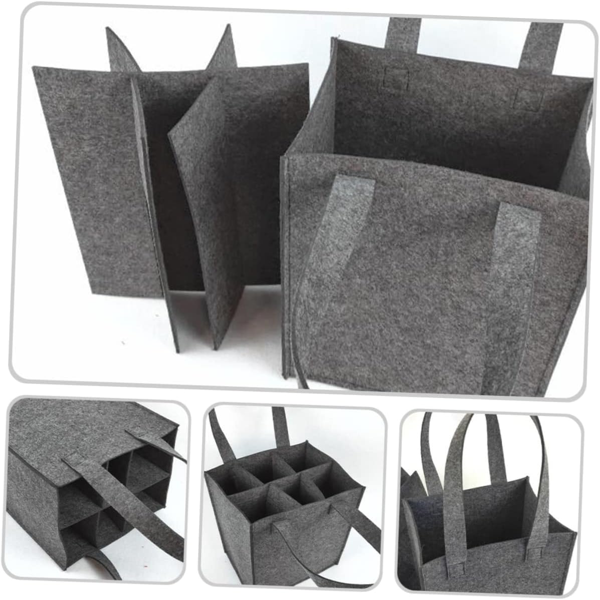 ULTECHNOVO 2Pcs Felt Wine Bottle Bags with Divided Compartments Portable Reusable Wine Storage Tote for Party and Home Lightweight Wine Carrier for Red Wine and Bottles