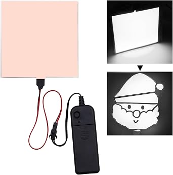 Electroluminescent EL Panel Light, DIY EL Light Cuttable Paper for Decoration/Cosplay/Funny Birthday Parties/Horror Theme Parties/Pumpkinhead,Yellow 10cmx10cm-1PCS 1, White