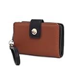 Wallet Wristlet for Women, Multi Compartment Color Block Wristlet Strap Purse By Mia K