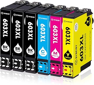 BYBEIBY Compatible for Epson 603 603XL Ink Cartridges Multipack for Expression Home XP-2100 XP-2150 XP-2155 XP-3100 XP-3105 XP-3150 XP-4100 XP-4150 XP-4155 Workforce WF2810 WF2830 WF2840 WF2850 WF2870