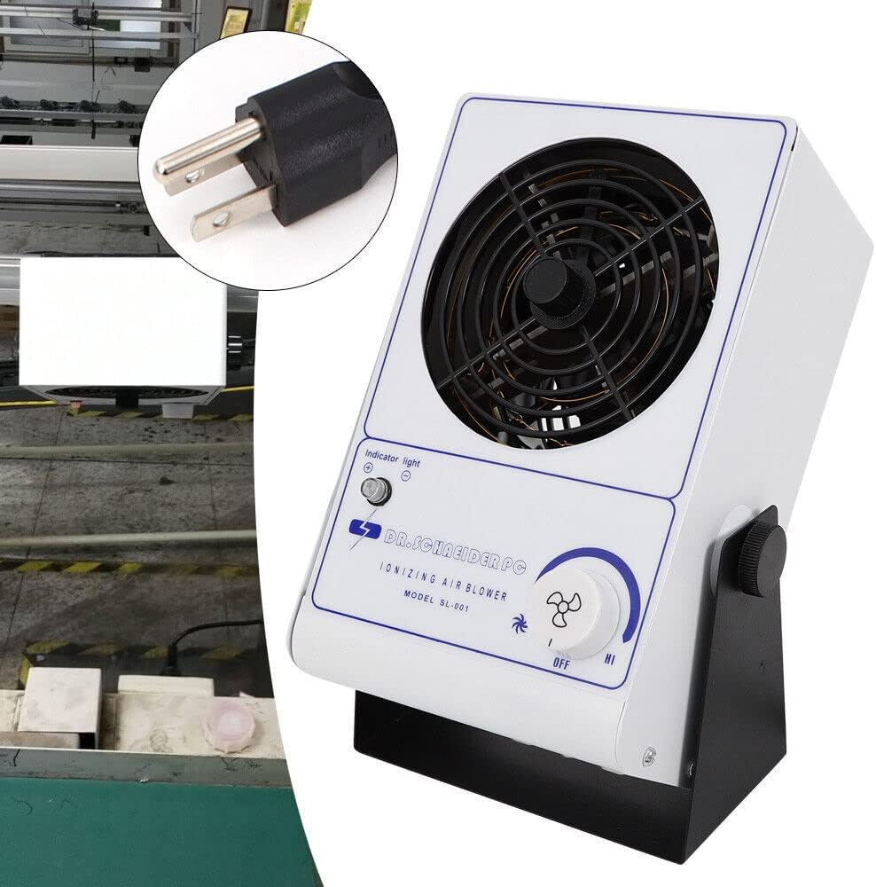 YIYIBYUS Antistatic Ion Fan Air Blower Discharge Static Eliminator, Ionizing Air Blower Anti Static Ionizer Static Eliminator ESD Ionizer Static Elimination Fan Benchtop DC Type AC 110V 60Hz