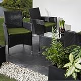 Ultranatura Rattan Set mit Glastisch, schwarz / grün - 5