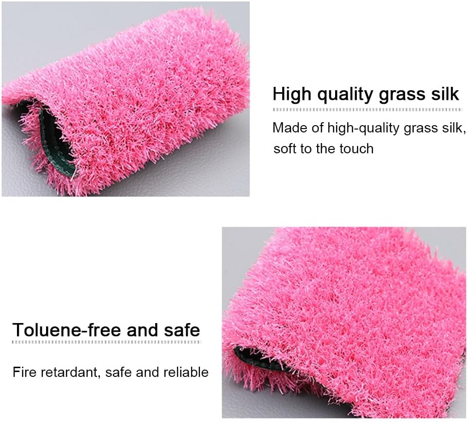Pink Artificial Fake Grass Artificial Turf, Indoor Outdoor Faux Grass Carpet Turf Roll with Drainage Holes for Wedding Garden Lawn Landscape Balcony Decoration, Pink, 31x47IN