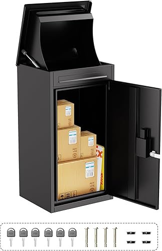 Merapi Cajas de entrega de paquetes para exteriores, 16 x 13.27 x 29.84 pulgadas, cajas de entrega de paquetes de acero laminado en frío, caja de