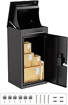 Merapi Parcel Drop Boxes for Outside, 16" x 13.27" x 29.84" Cold-Rolled Steel Package Delivery Boxes, Anti-Theft Lockable Parcel Storage Box for House, Porch, Curbside, Black