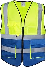 High Visibility Safety Vest for Men and Women, Cycling Vest with Zip, Reflective Vest, Work Vest, EN ISO 20471