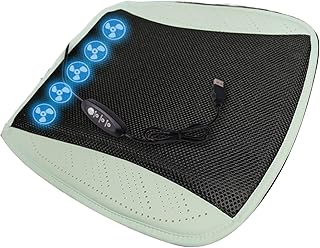 Yianyal Cojín para coche, almohadilla de ventilación para sentarse, portátil, antideslizante, 3 velocidades, ajustable, con ventilador para automóvil, camión, viajes, conducción