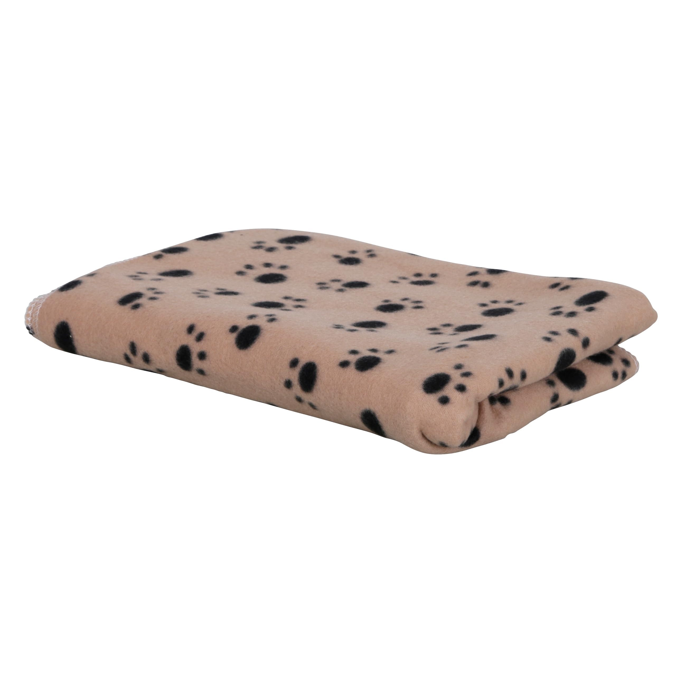 Kerbl Pet Stella Dog Blanket, Beige Paw Print, 140 x 100 cm, Fluffy Fleece, Furniture Protection