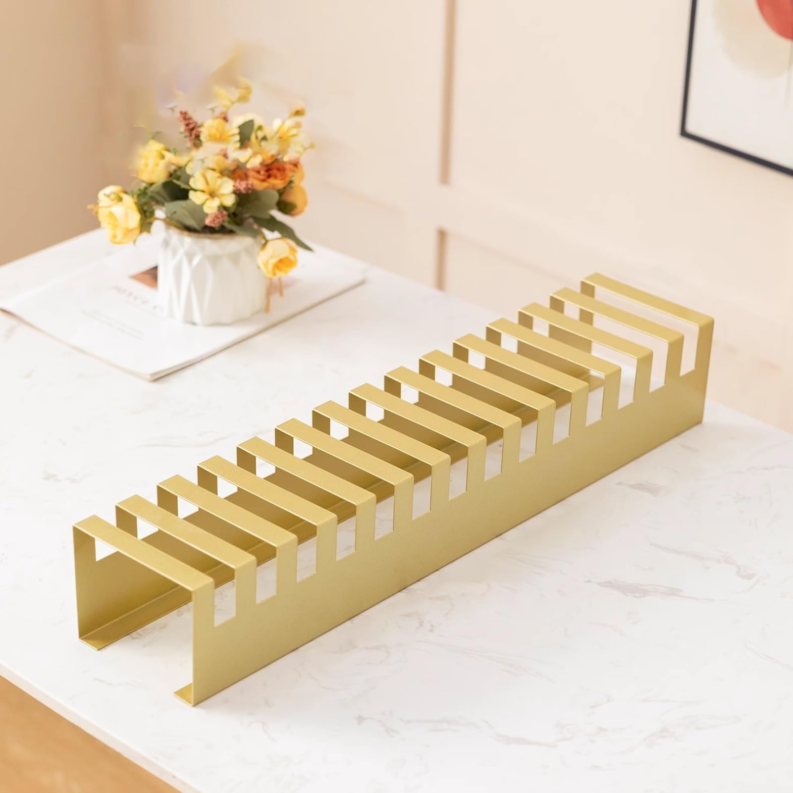 Présentoir à carreaux compact avec 10 emplacements de rangement pour échantillons en verre
